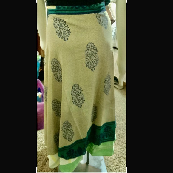 PURE 100% INDIA SILK SARI WRAP SKIRT~HANDMADE - Picture 4 of 7